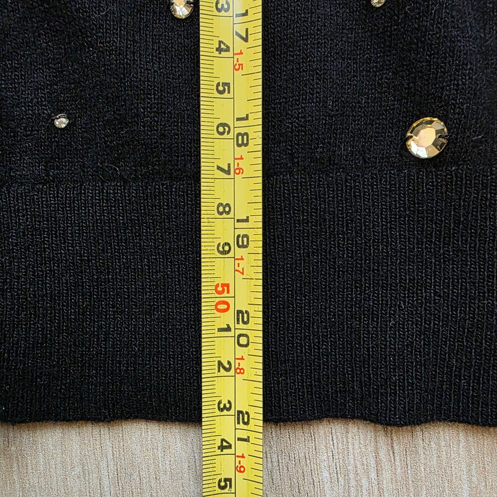 Kate Spade Crystal Cardigan Womens S Black Wool Cashmere Embellished Sweater - Picture 6 of 8